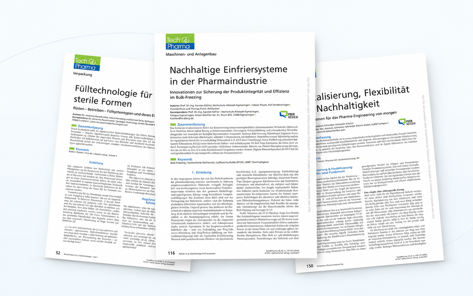 Example pages of published specialist articles from Tech4Pharma